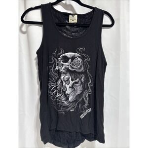 Vance Biker Wear M Tank Top Skull Women Roses Lace Myrtle Beach Back Cut Out